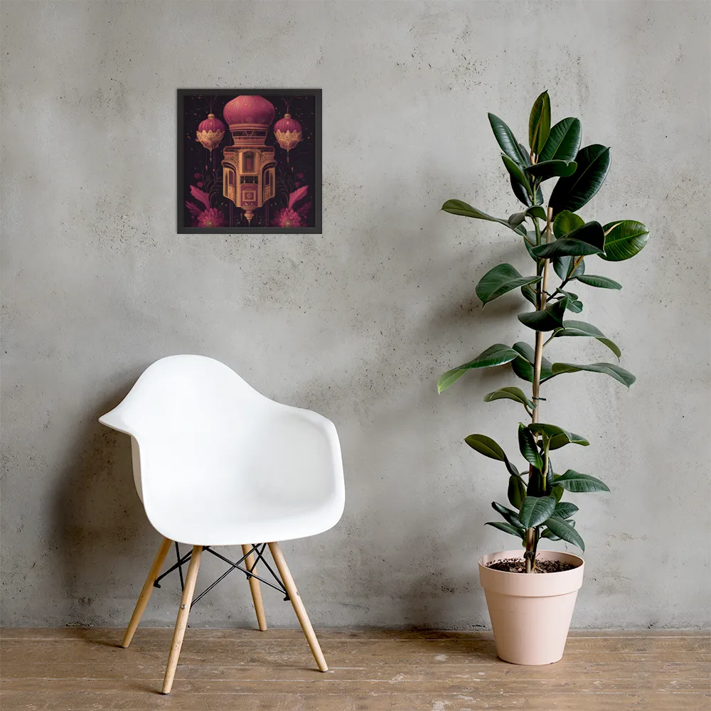 Ornate Harmony: A Digital Floral Architecture | Poster with Black Frame | 16″×16″