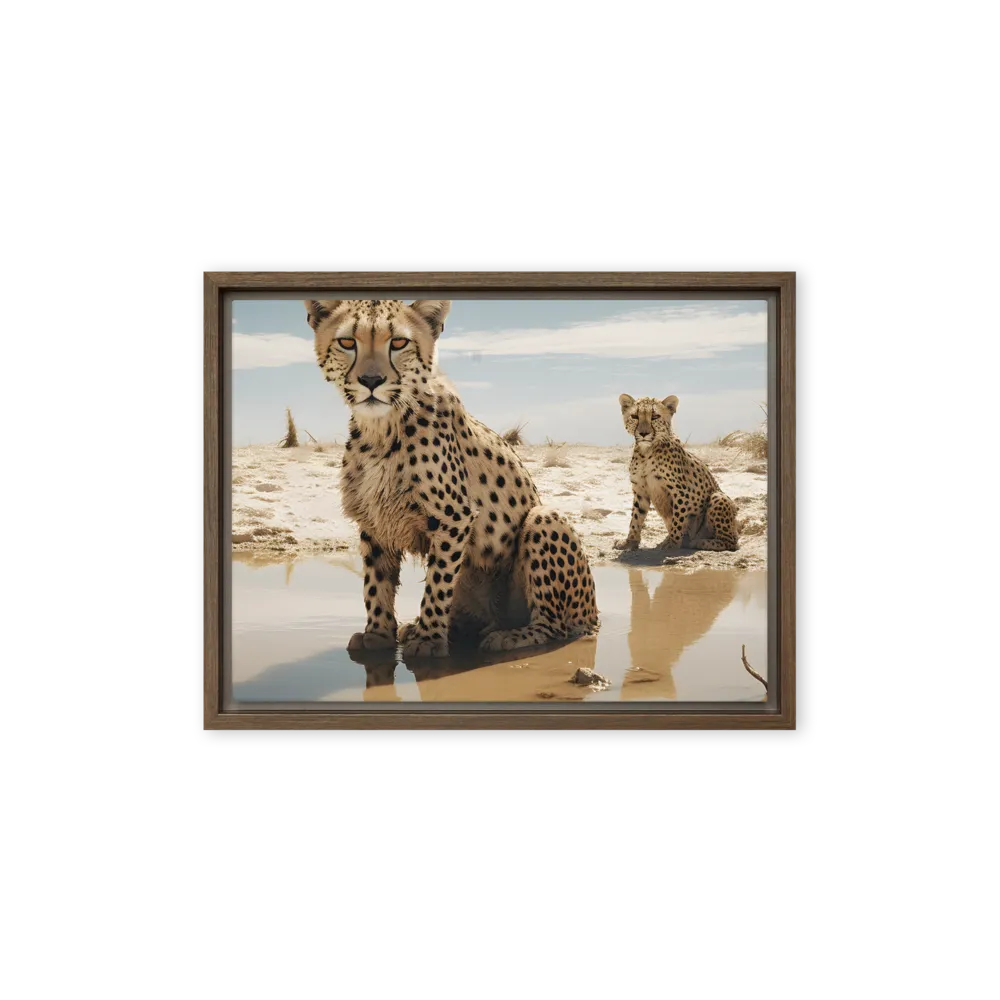 Silent Watchers of the Savanna | Canvas with Brown Frame | 12″×16″
