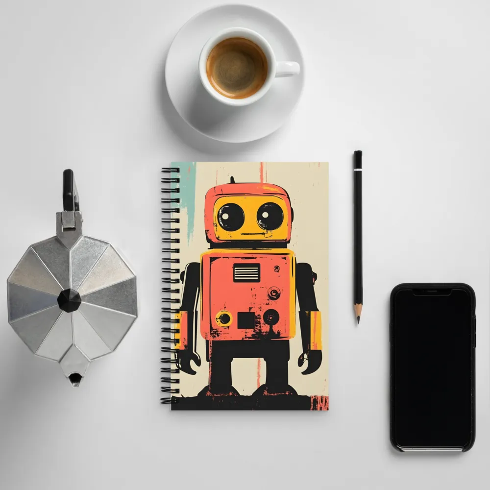 Retro Robot Charm | Spiral Notebook