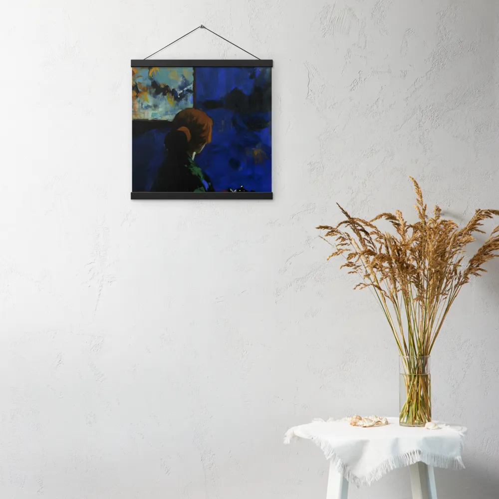 Contemplation Under the Night Sky | Poster With Black Wood Hanger | 16″×16″