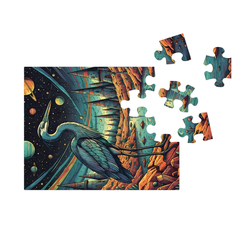 Cosmic Heron 
 Jigsaw Puzzle in Tin Box