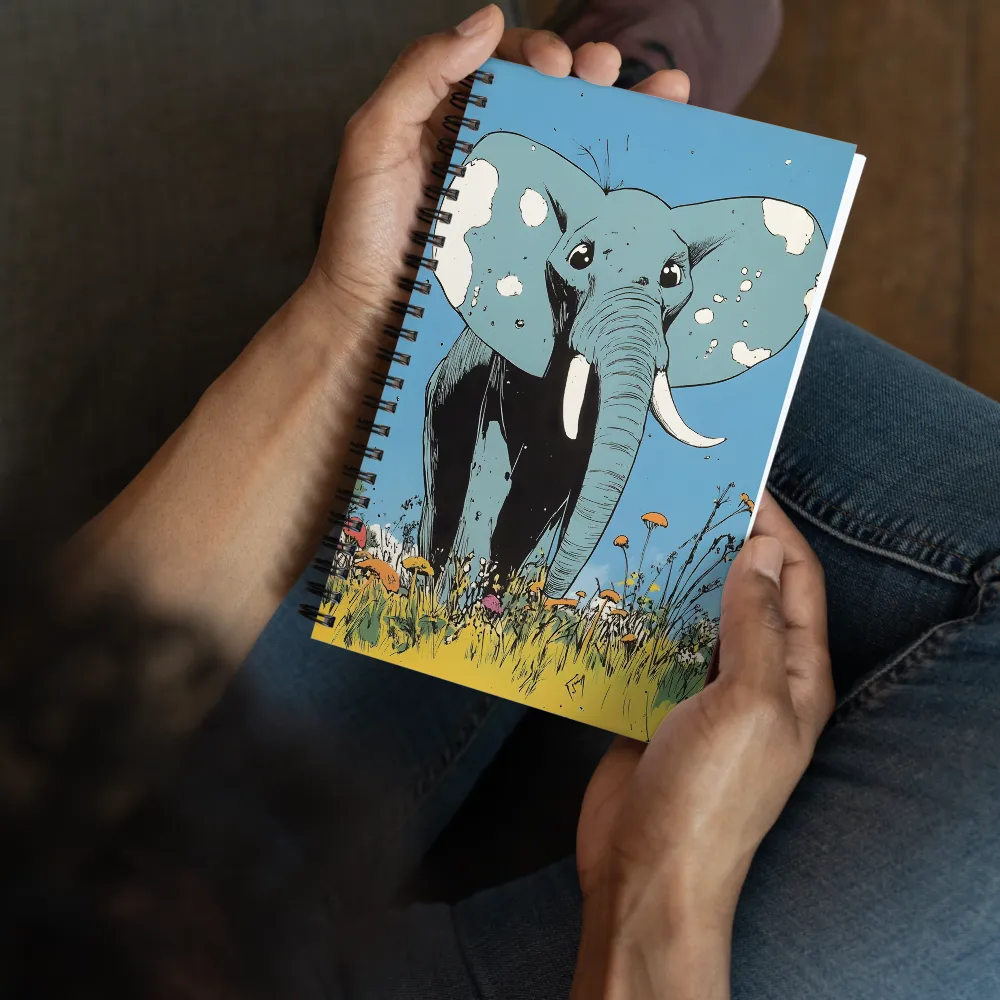 Whimsical Blue Elephant in Bloom | Spiral Notebook