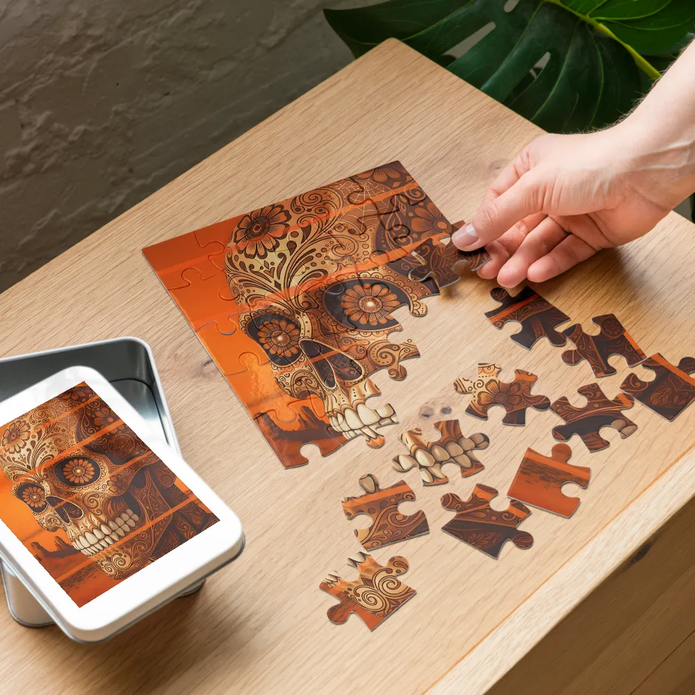 Desert Calavera 
 Jigsaw Puzzle in Tin Box