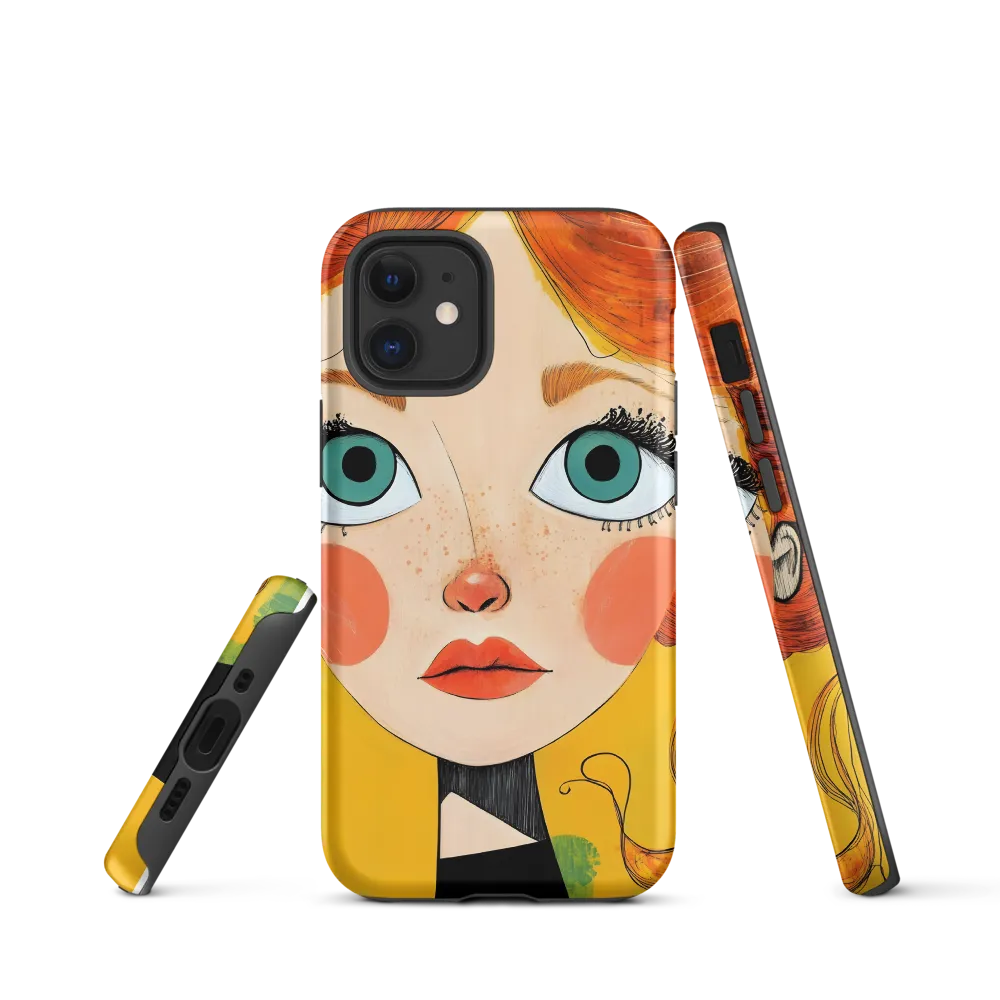 Whimsical Portrait of a Girl | Phone Case |  12 mini | Tough Case | Matte
