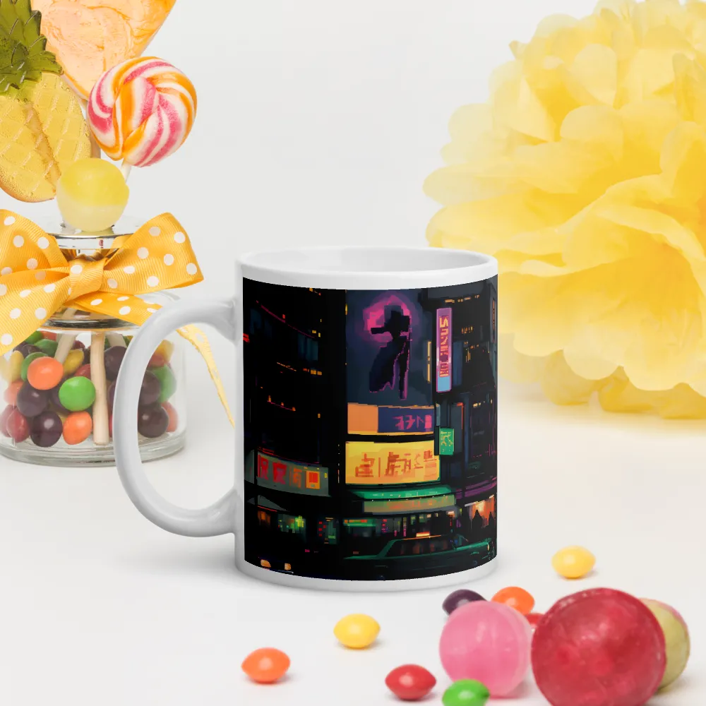 Neon Dreams: A Pixelated Urban Night | Mugs | Multiple Sizes & Colors