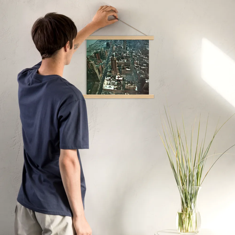 Aerial Symphony of Urban Life | Poster With Oak Wood Hanger | 14″×14″