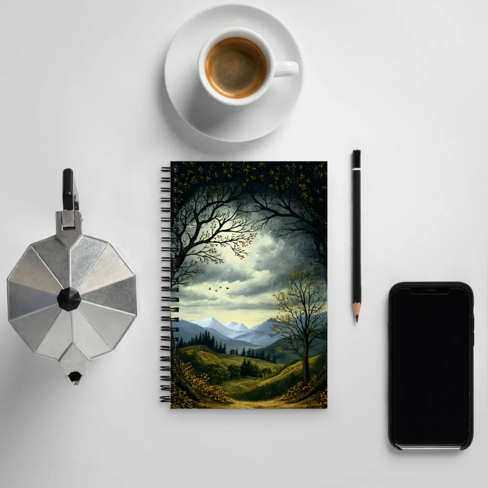 Nature's Embrace: A Tranquil Mountain Landscape | Spiral Notebook