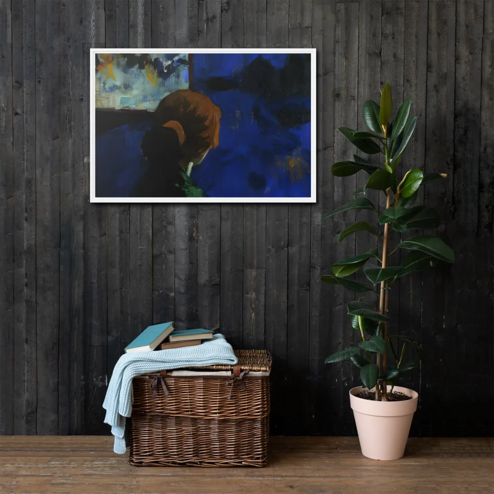 Contemplation Under the Night Sky | Canvas with White Frame | 24″×36″