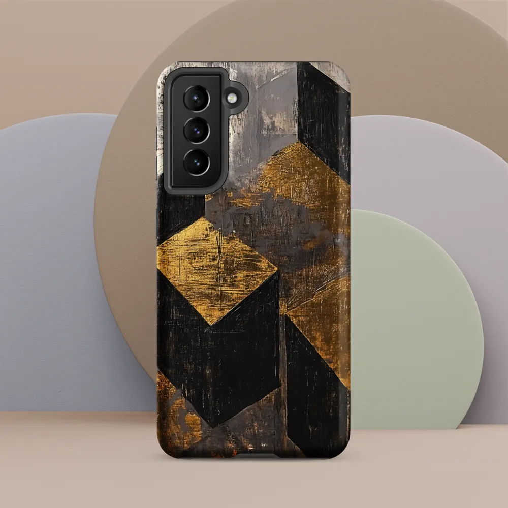 Geometric Harmony in Gold and Black | Phone Case |  S21 | Tough Case | Matte