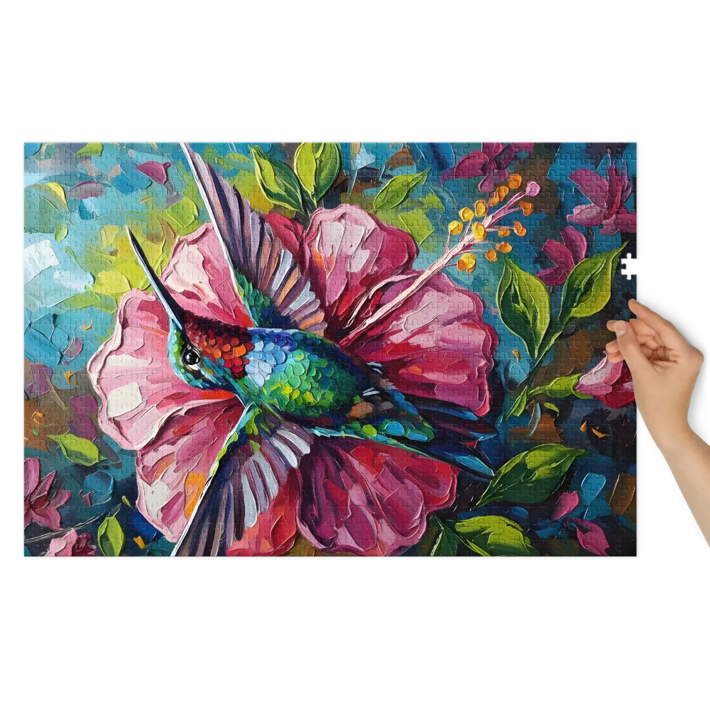 Hummingbird in Bloom 
 Jigsaw Puzzle in Tin Box