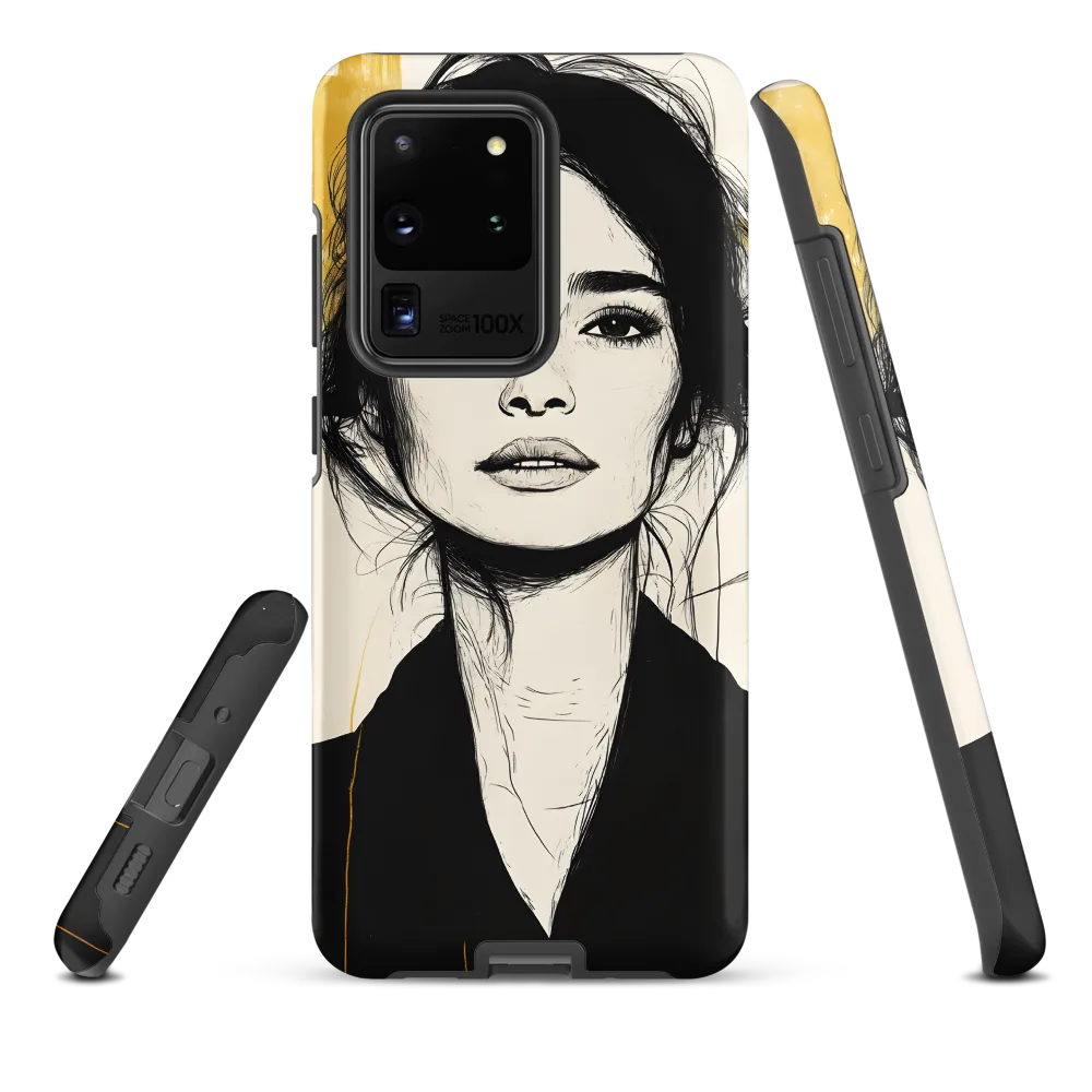 Ink Portrait with Mustard Accents