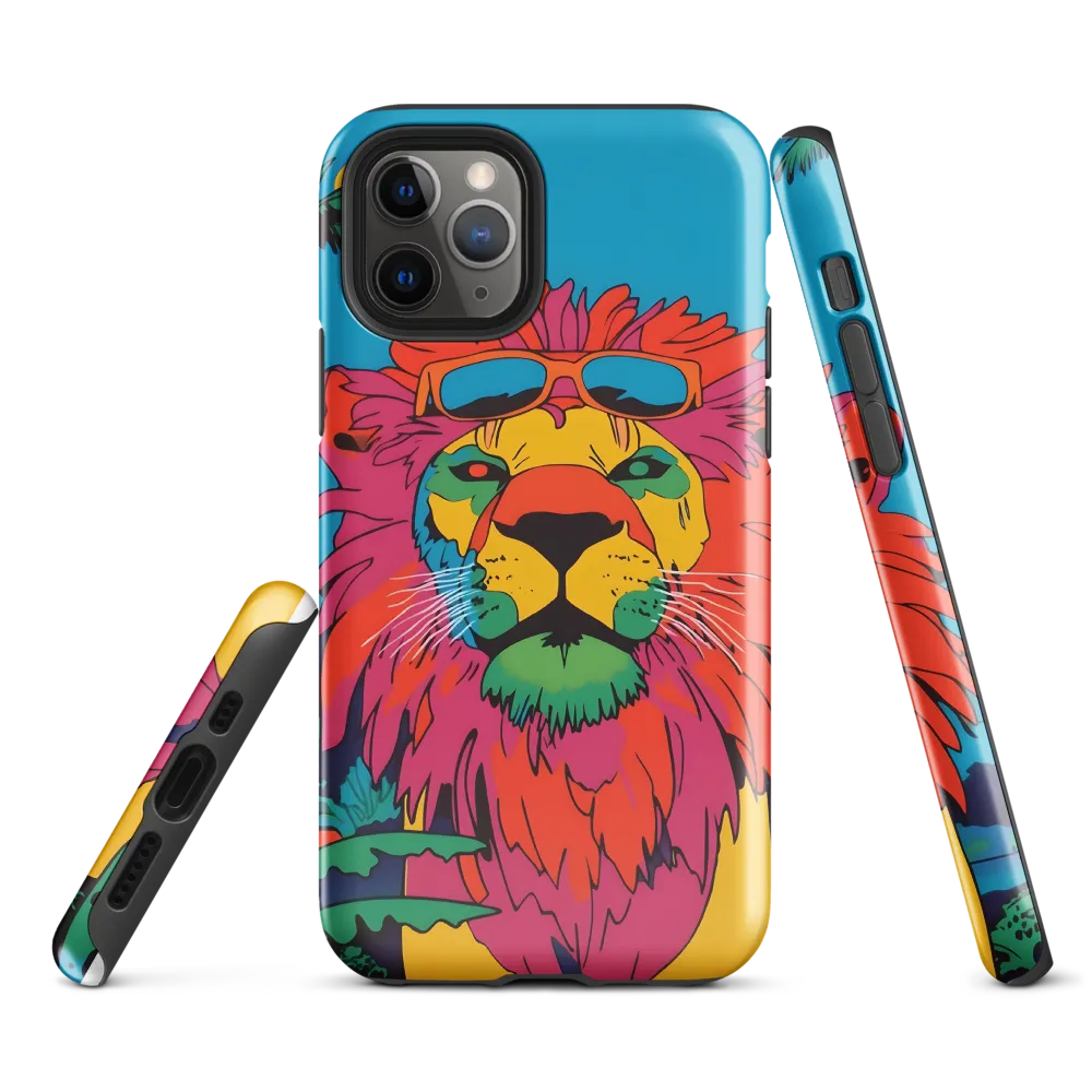 Lion with Sunglasses: A Vibrant Tropical Portrait