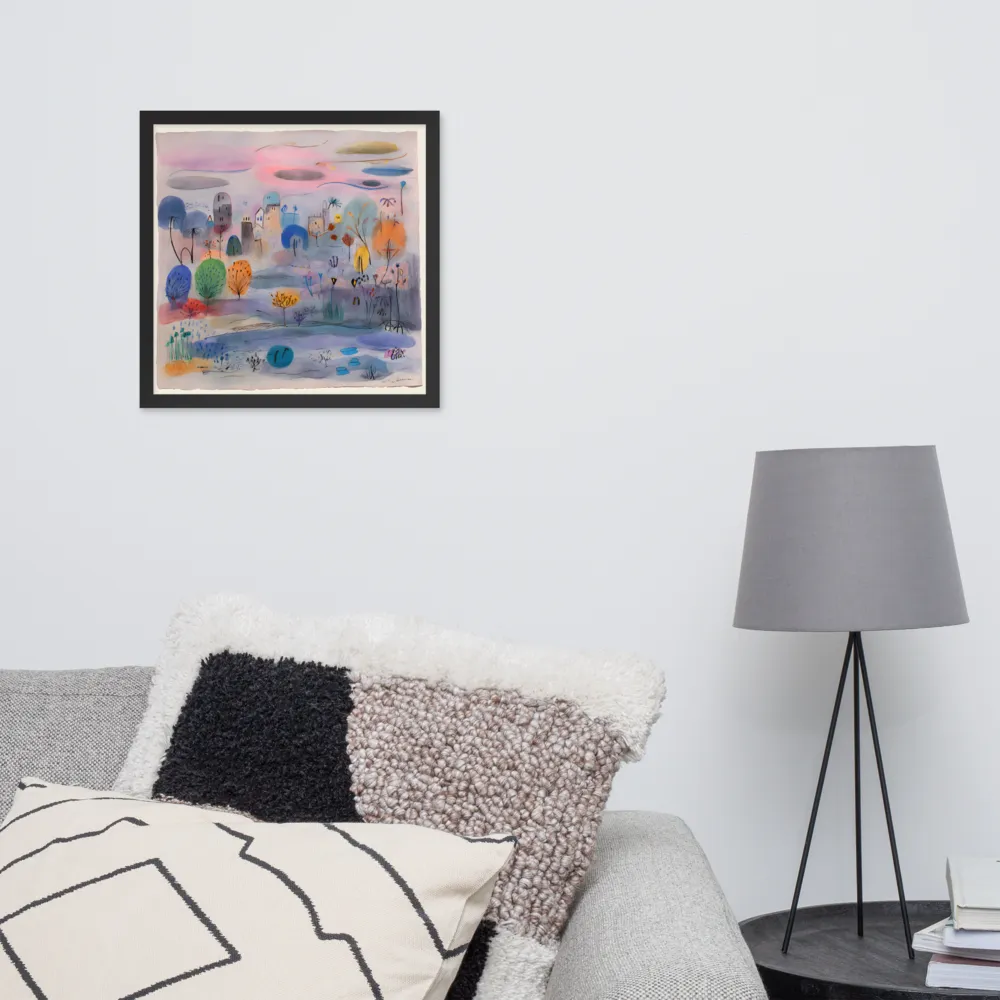 Dreamscape Village 
 Poster with Black Frame | 16″x 16″