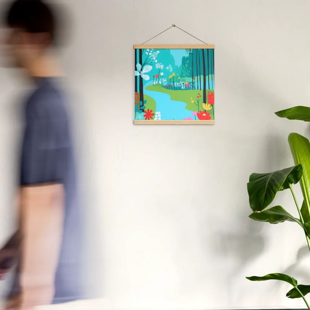 Whispers of Spring: A Colorful Retreat | Poster With Oak Wood Hanger | 16″×16″