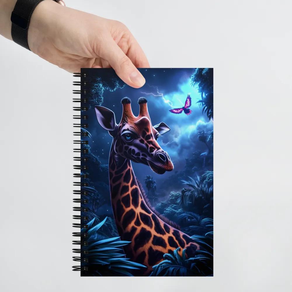 Mystical Giraffe in Twilight Jungle | Spiral Notebook