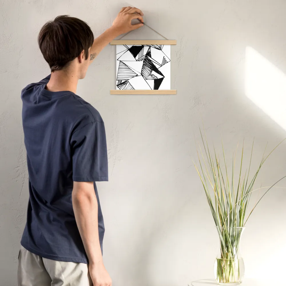 Dynamic Geometry in Ink | Poster With Oak Wood Hanger | 10″×10″