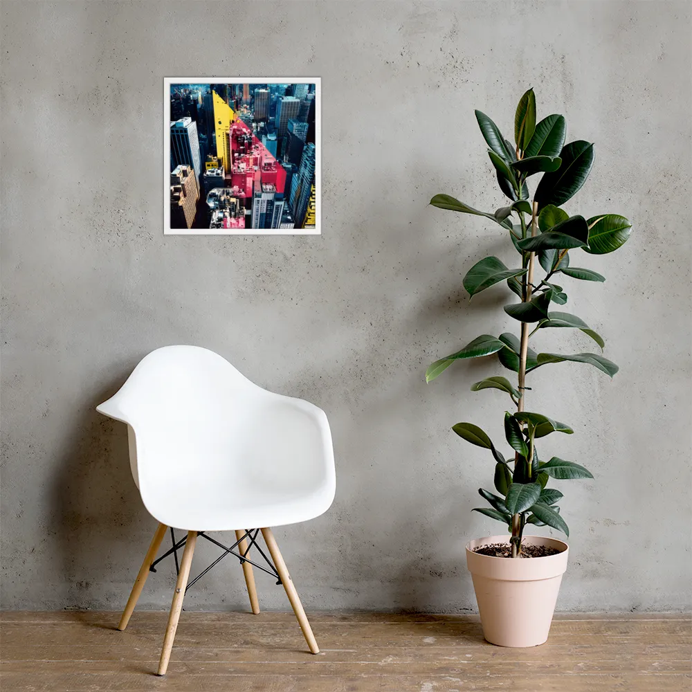 Dynamic Urban Symphony | Poster with White Frame | 18″×18″