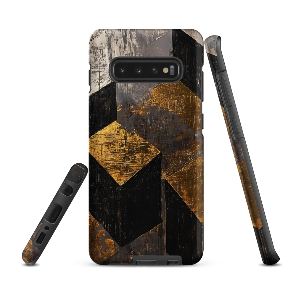 Geometric Harmony in Gold and Black | Phone Case |  S10 Plus | Tough Case | Matte