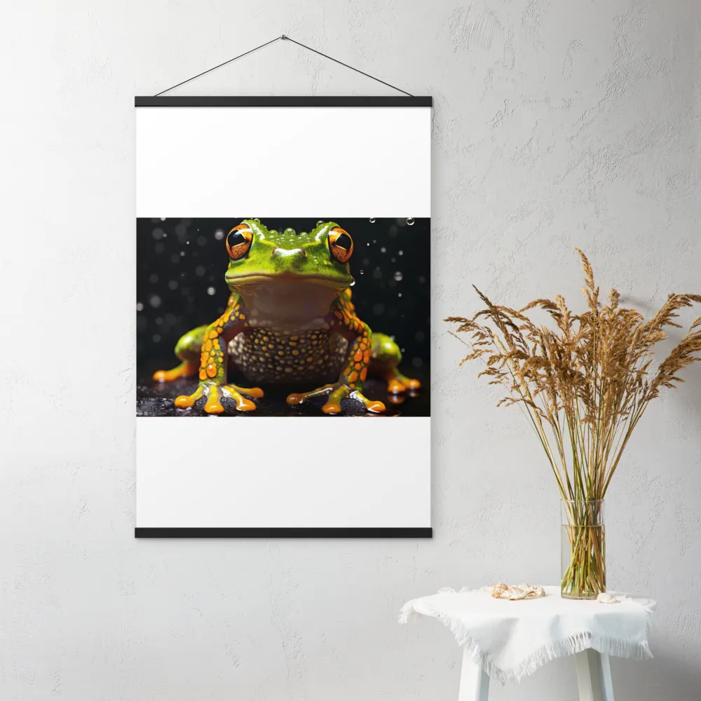 Emerald Elegance: The Frog in Focus | Poster With Black Wood Hanger | 24″×36″