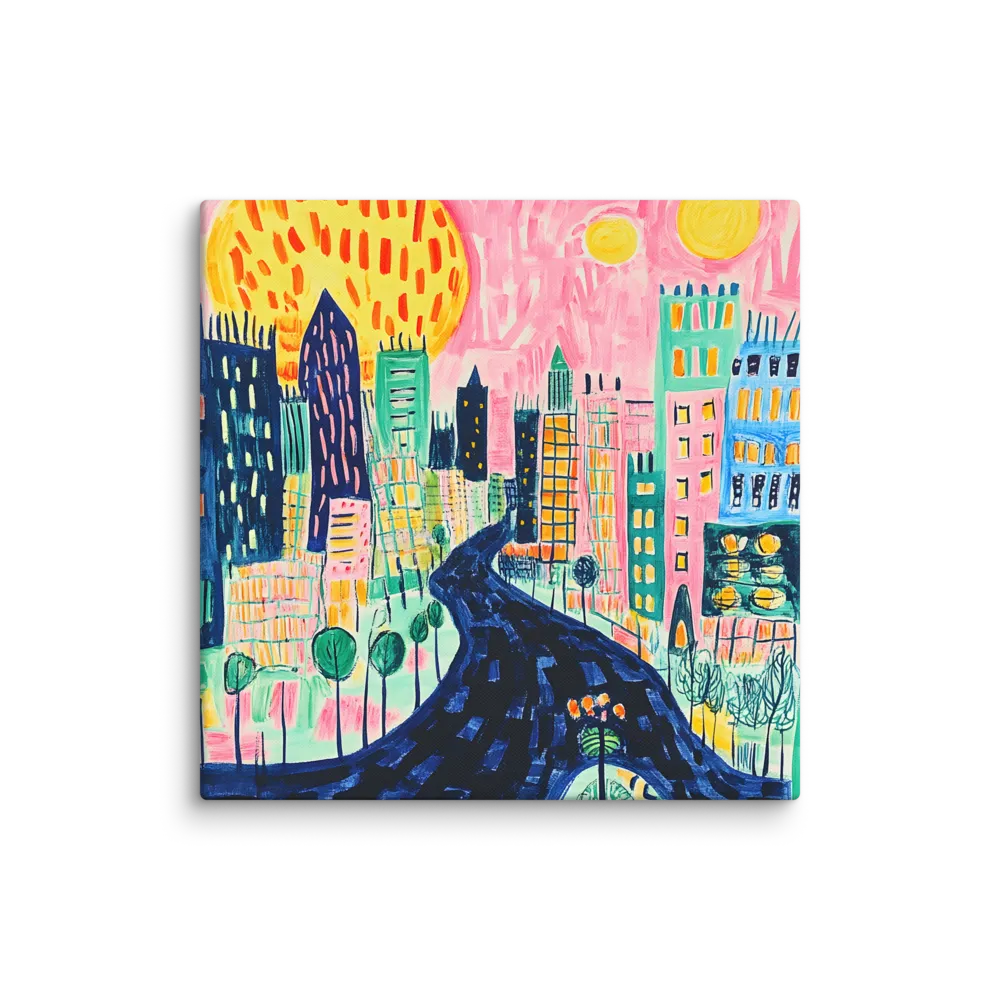 Whimsical Cityscape | Canvas | 28″×28″