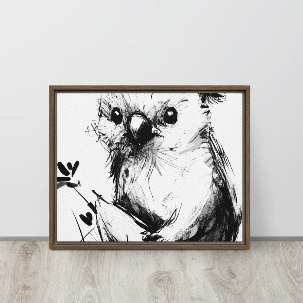 Whimsical Koala in Ink | Canvas with Brown Frame | 16″×20″
