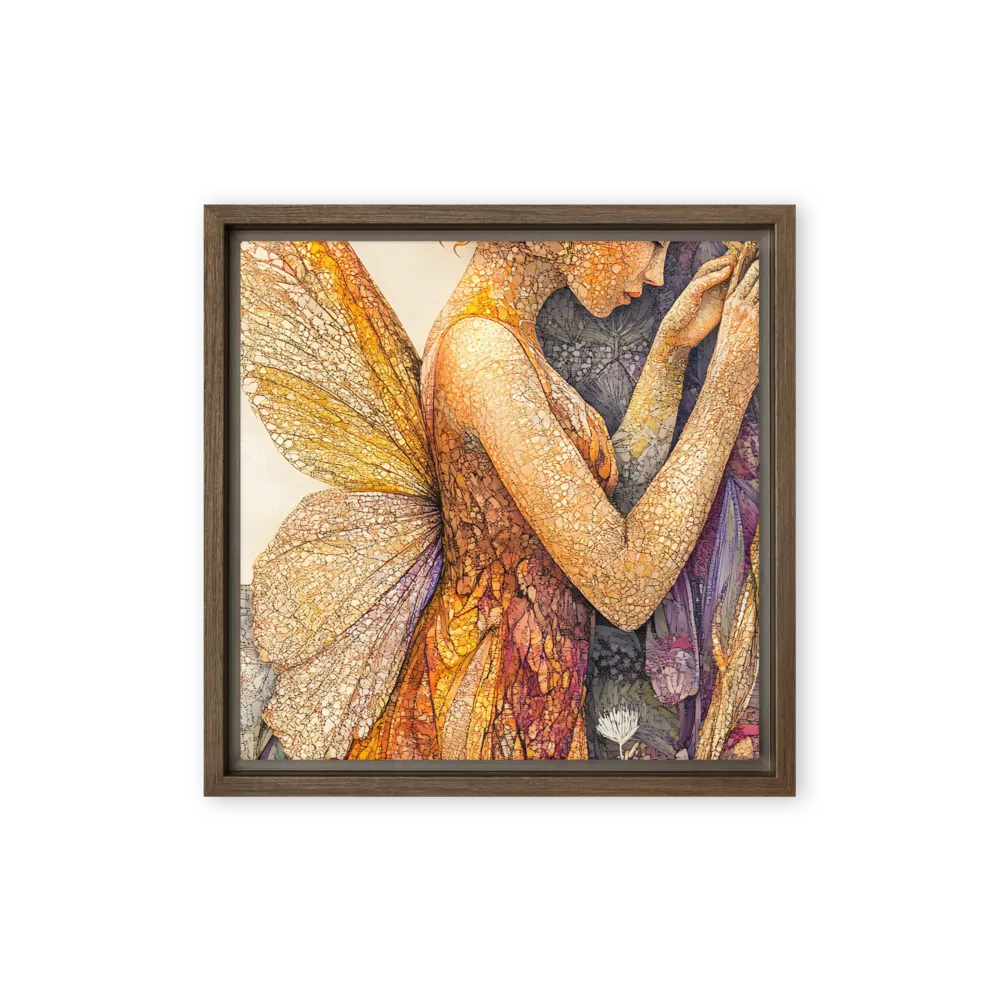 Whispers of the Frosted Meadow | Canvas with Brown Frame | 12″×12″