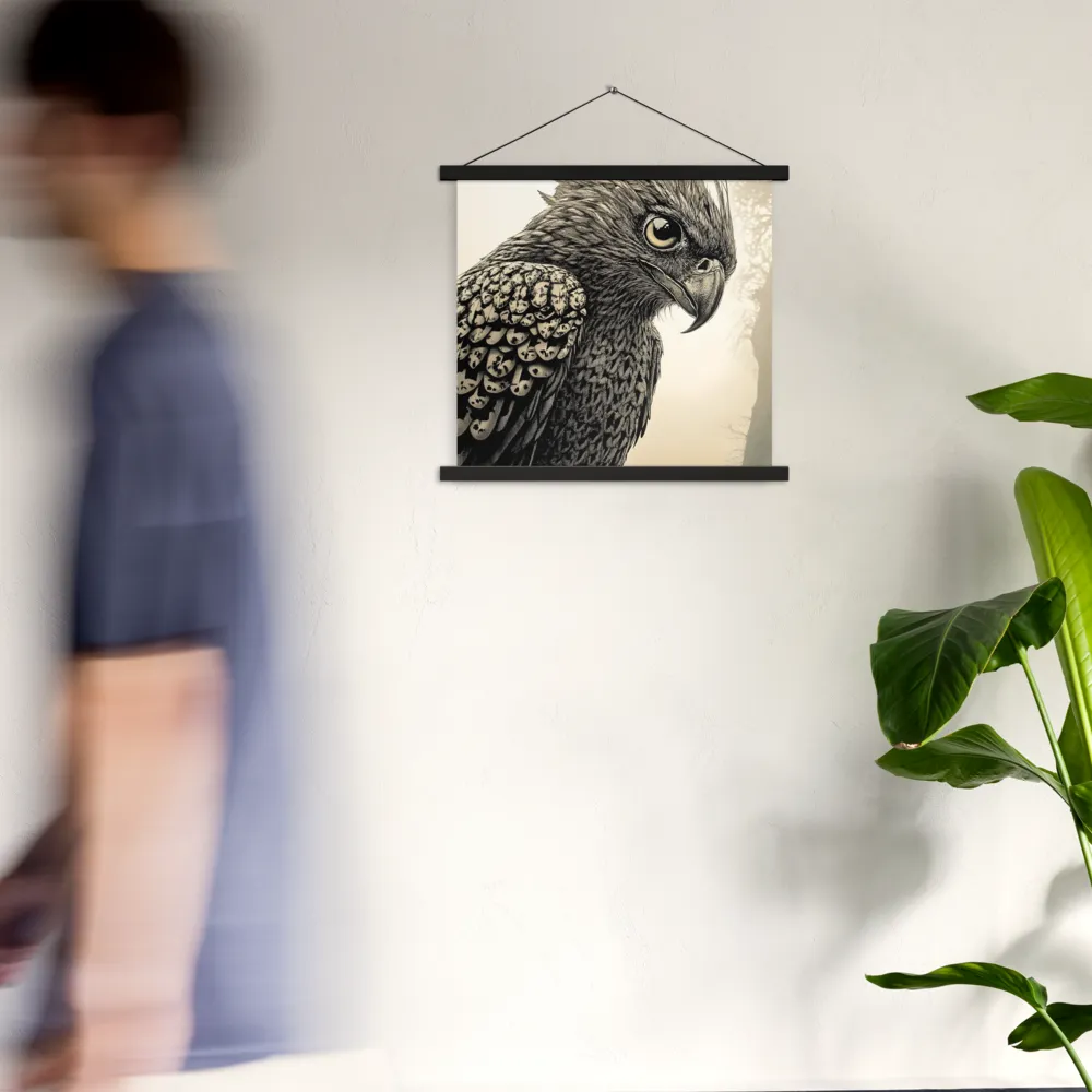 Majestic Owl in Detail | Poster With Black Wood Hanger | 18″×18″