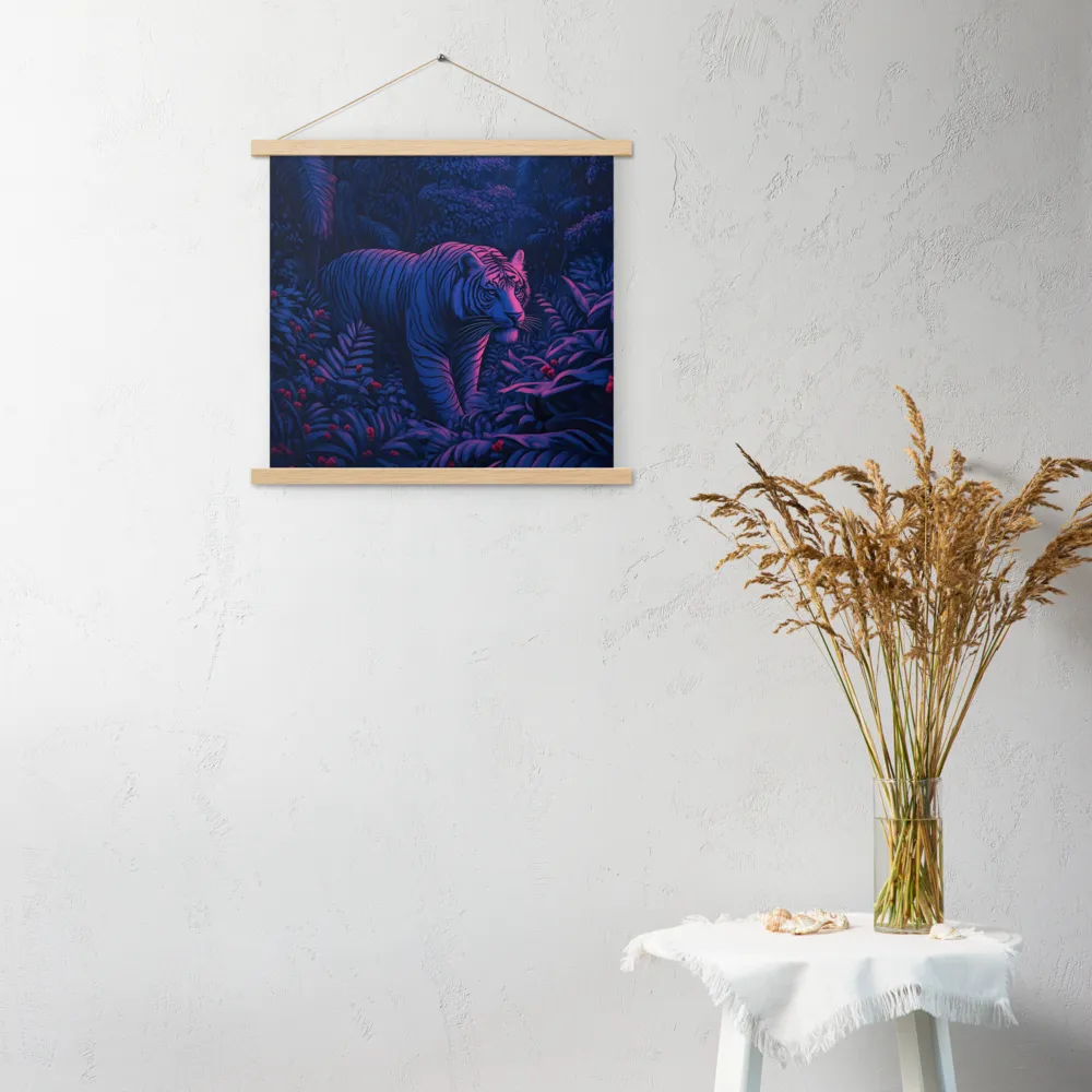 Mystic Prowler: The White Tiger in the Jungle | Poster With Oak Wood Hanger | 18″×18″