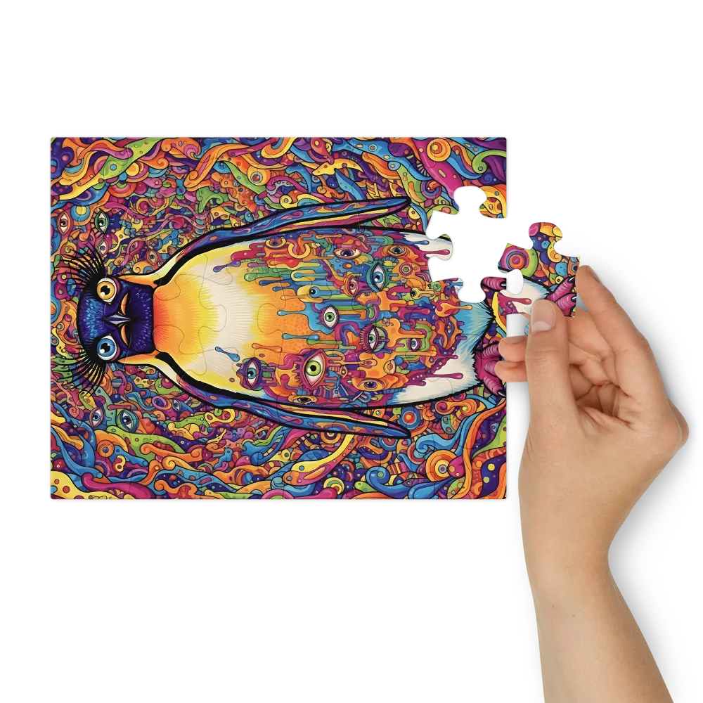 Psychedelic Penguin 
 Jigsaw Puzzle in Tin Box