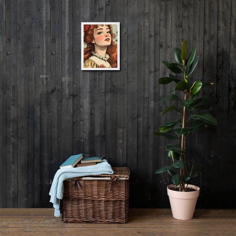 Whimsical Portrait of a Flower-Adorned Girl | Canvas with White Frame | 11″×14″