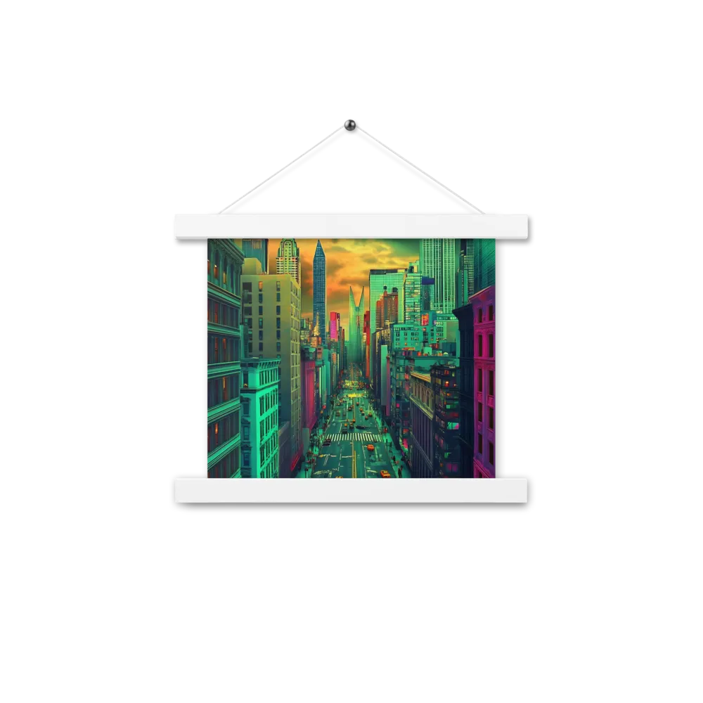 Urban Surrealism: Neon Dreams | Poster With White Wood Hanger | 10″×10″