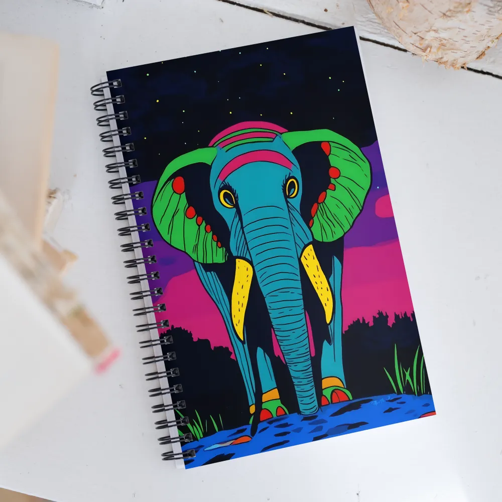 Whimsical Majesty: The Vibrant Elephant | Spiral Notebook