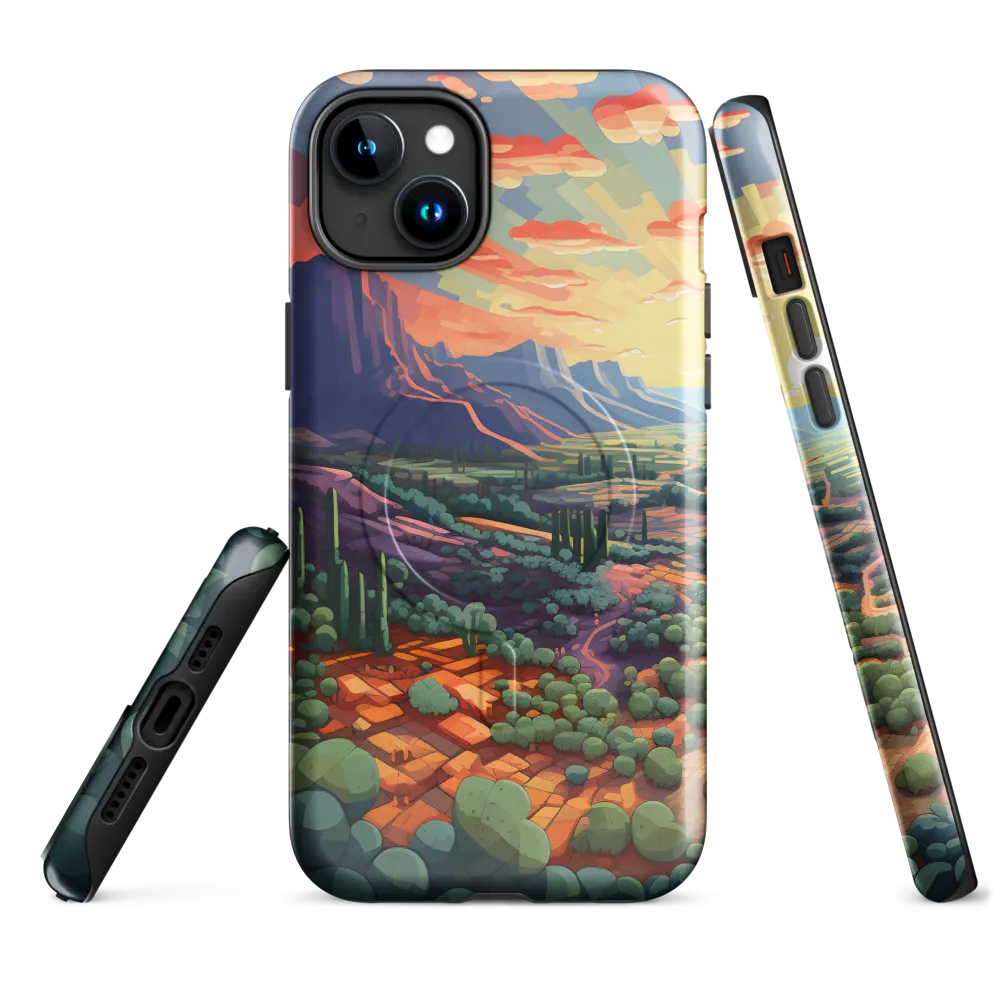 Desert Serenity at Dusk | Phone Case |  15 Plus | MagSafe® Tough Case | Glossy