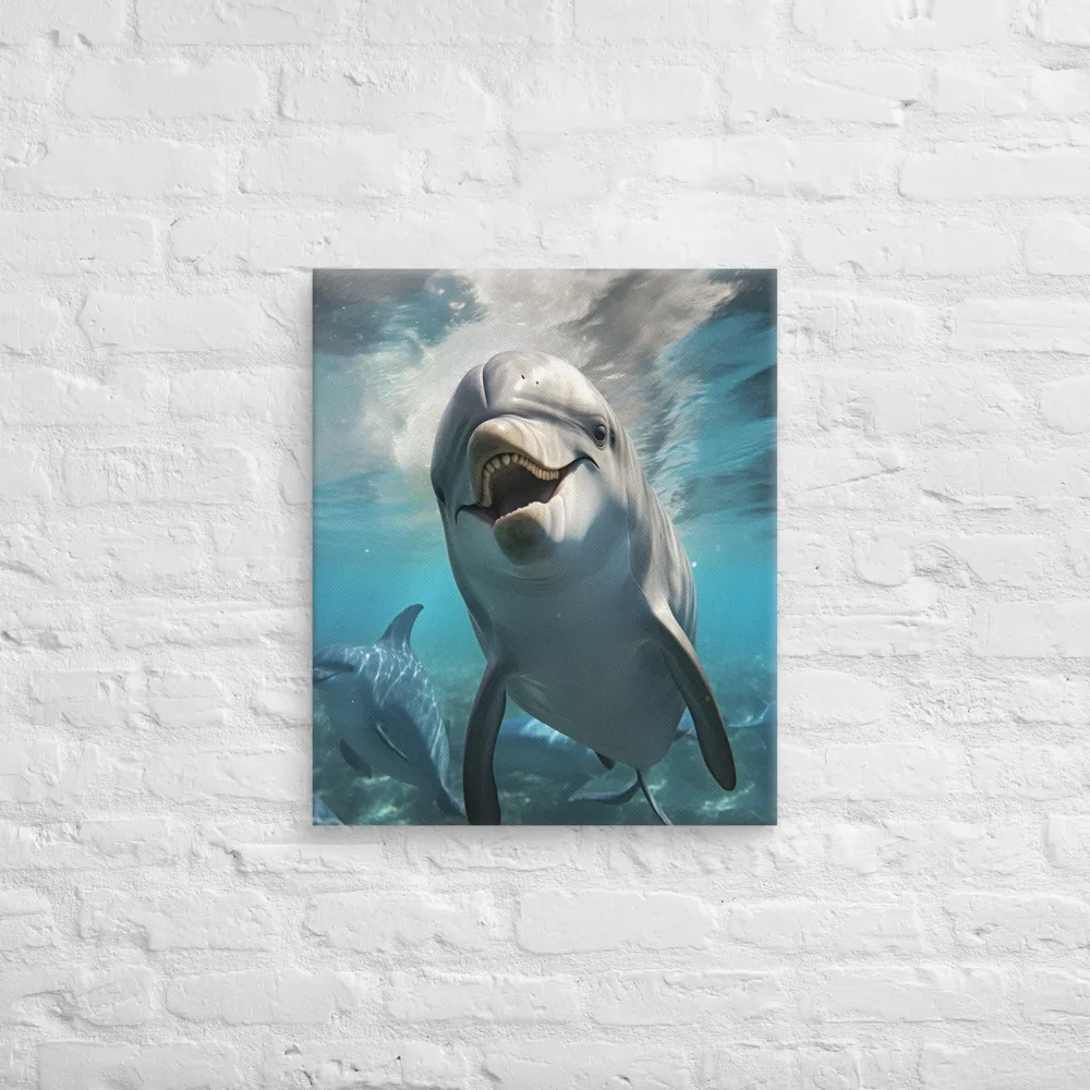 Beneath the Waves: A Dolphin's Dance | Canvas | 20″×24″