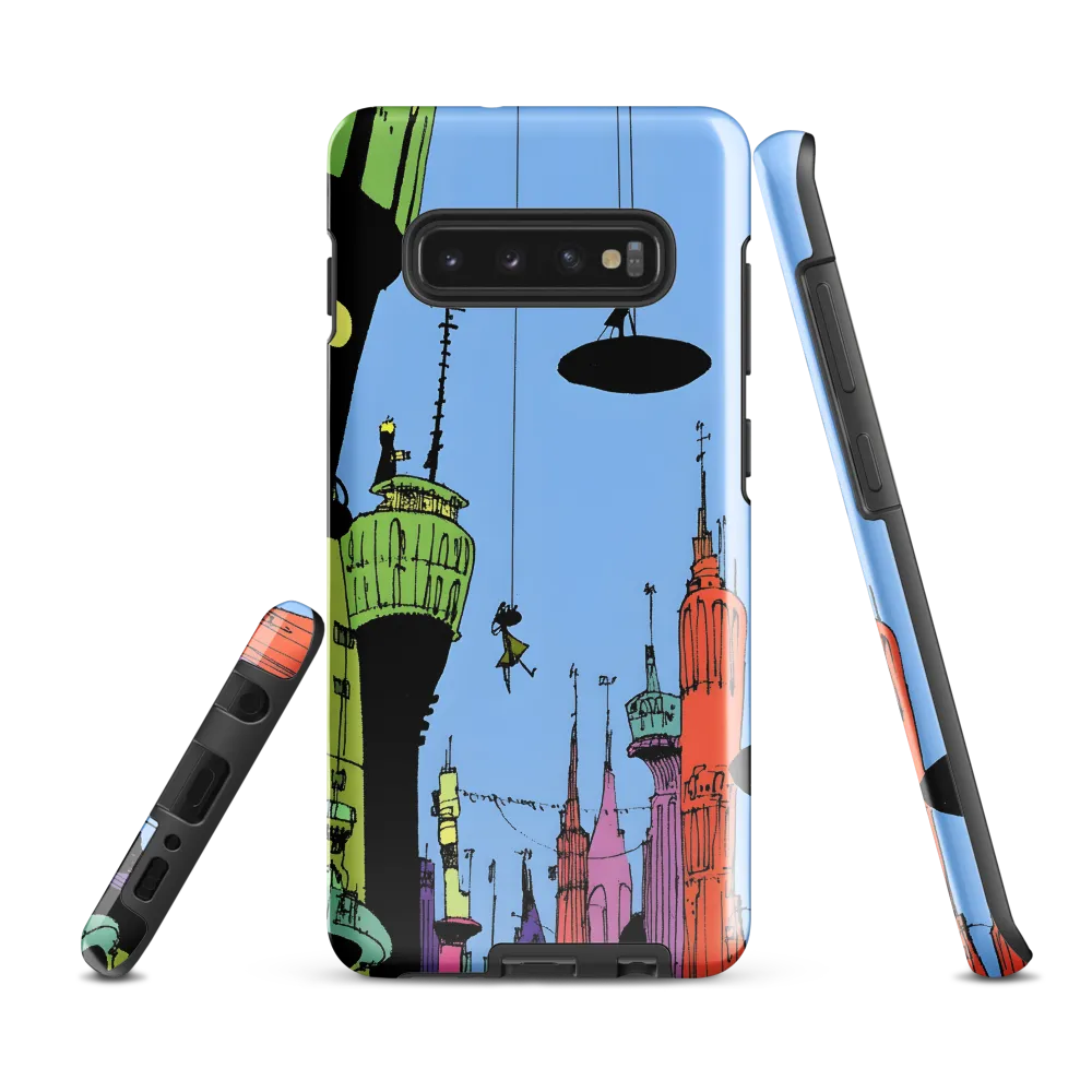 Whimsical Heights: A Futuristic Cityscape | Phone Case |  S10 Plus | Tough Case | Glossy