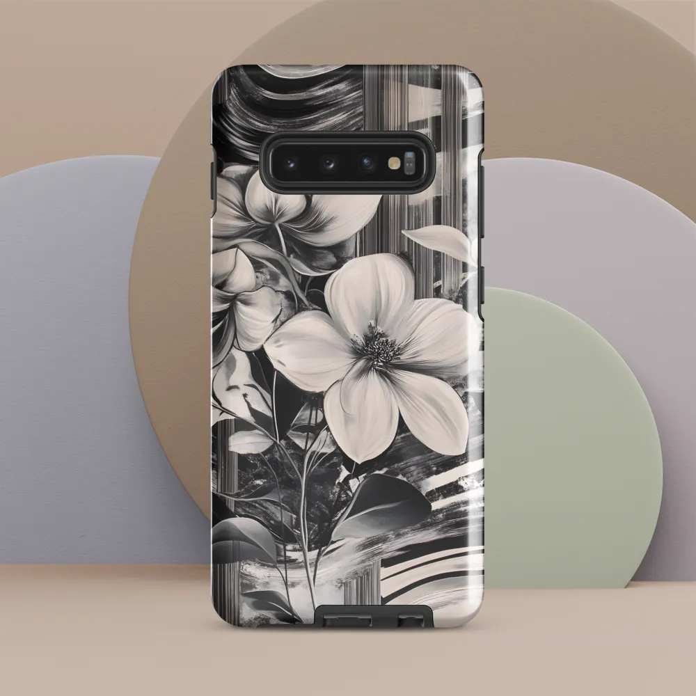 Ethereal Bloom: A Dance of Monochromes | Phone Case |  S10 Plus | Tough Case | Glossy