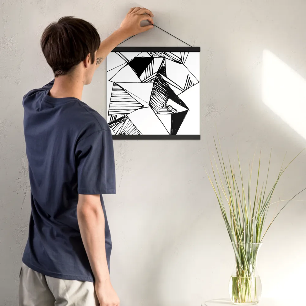 Dynamic Geometry in Ink | Poster With Black Wood Hanger | 16″×16″