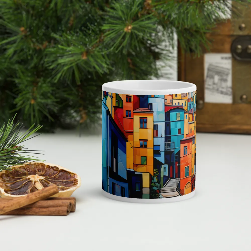 Vibrant Village: A Cubist Journey | Mugs | Multiple Sizes & Colors