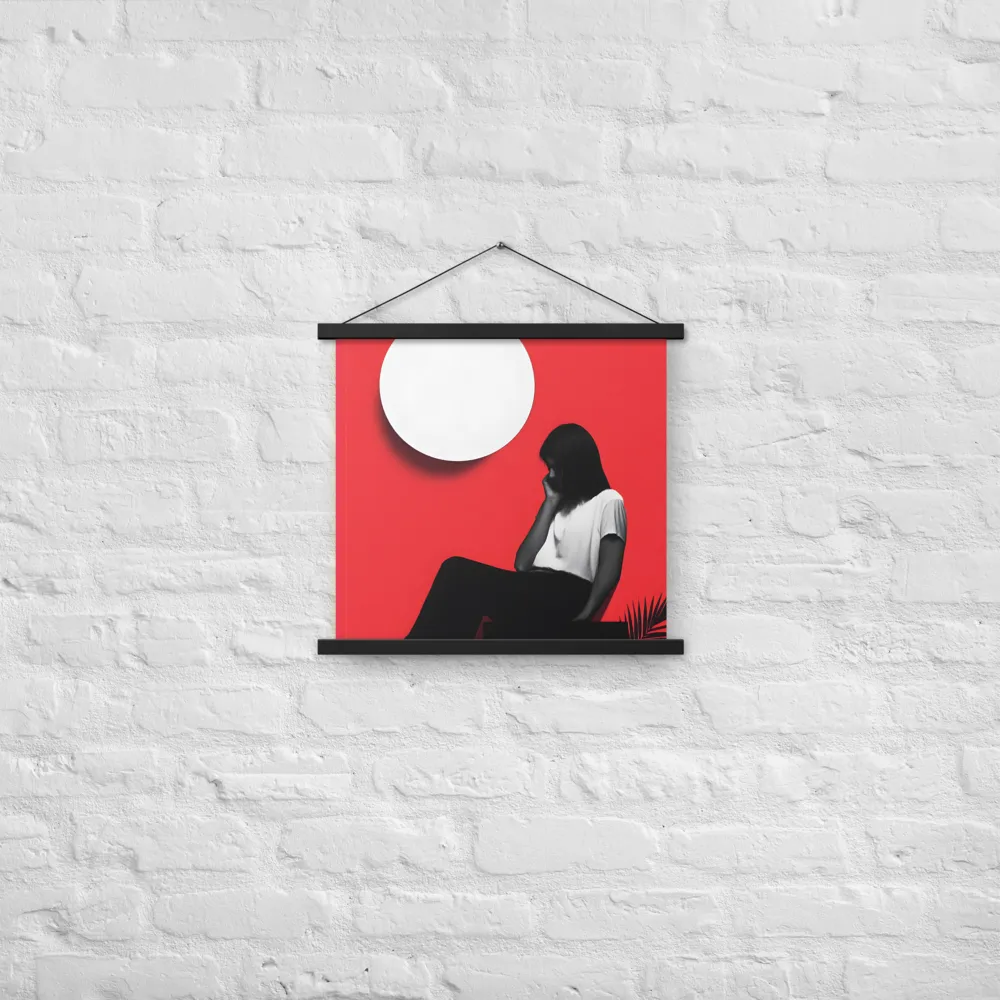 Contemplation in Red | Poster With Black Wood Hanger | 18″×18″