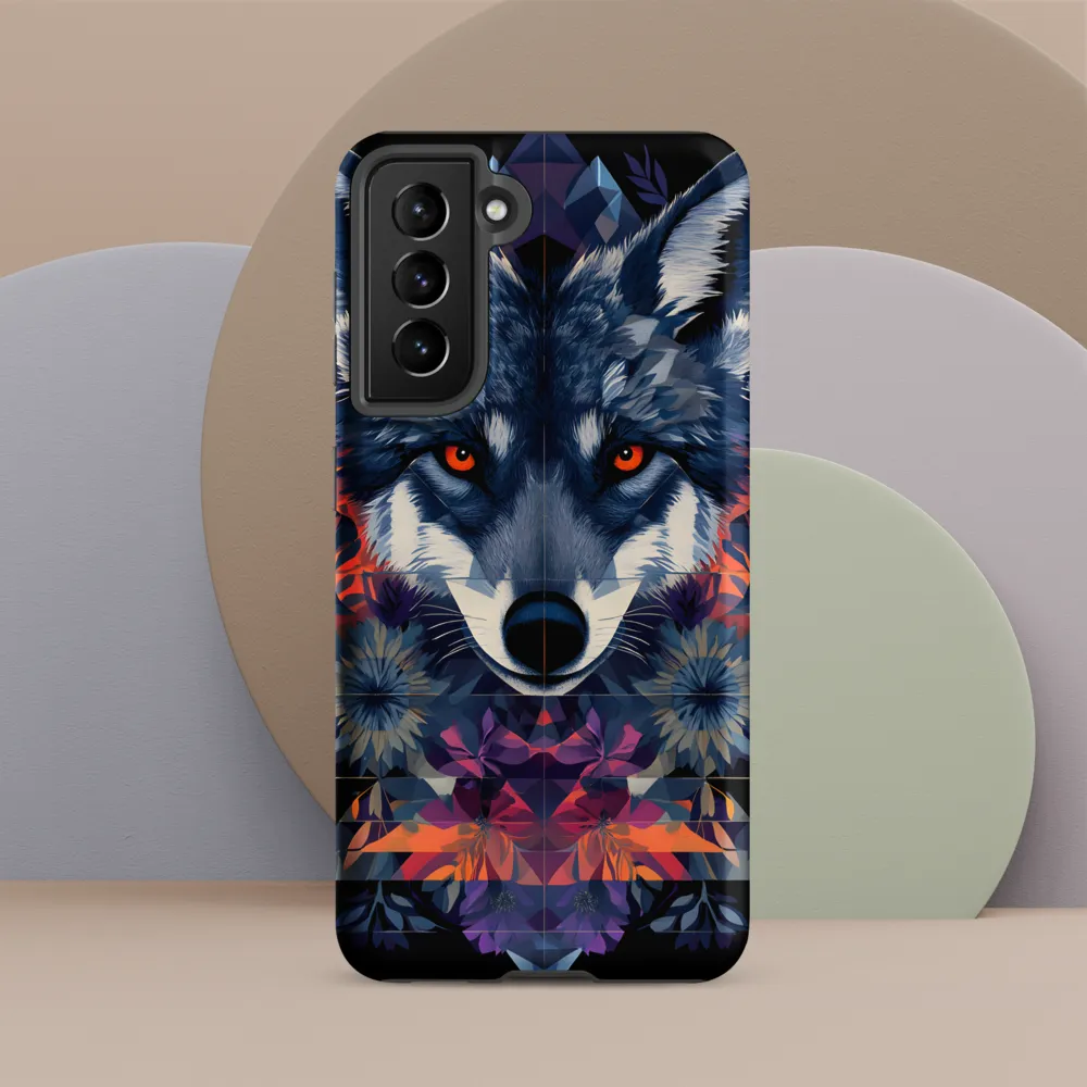 Mystical Wolf Amidst Floral Geometry