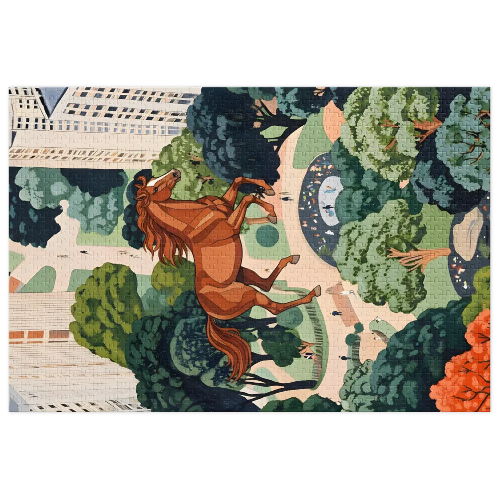 The Urban Equine Leap 
 Jigsaw Puzzle in Tin Box