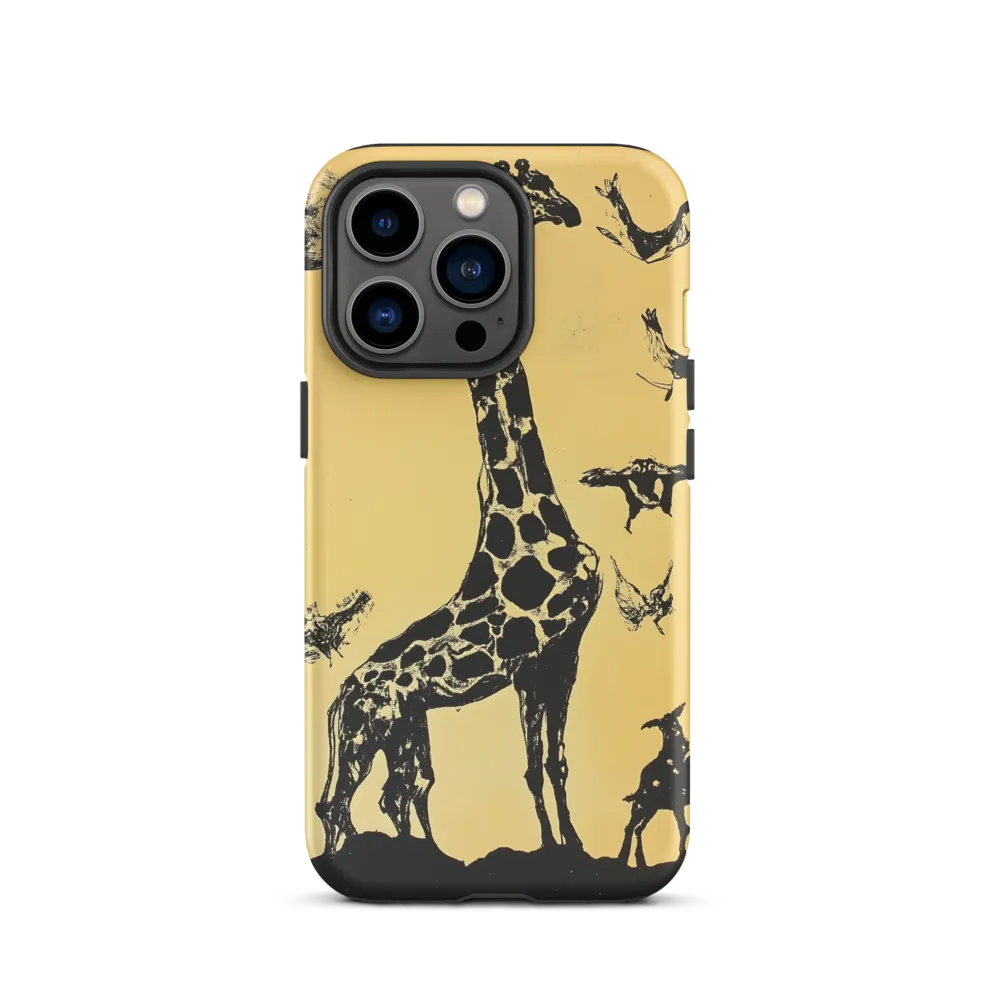 Whimsical Harmony of Giraffe and Birds