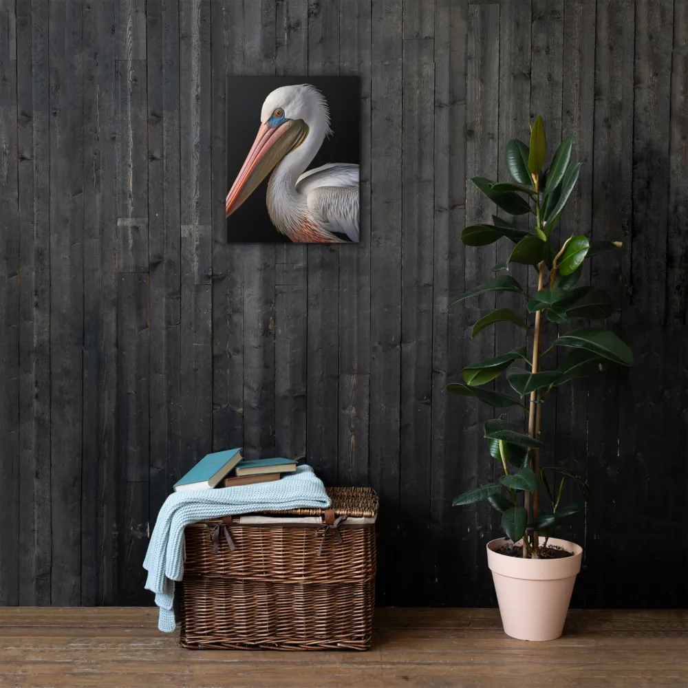 Elegance in White: The Pelican | Thin Canvas | 16″×20″