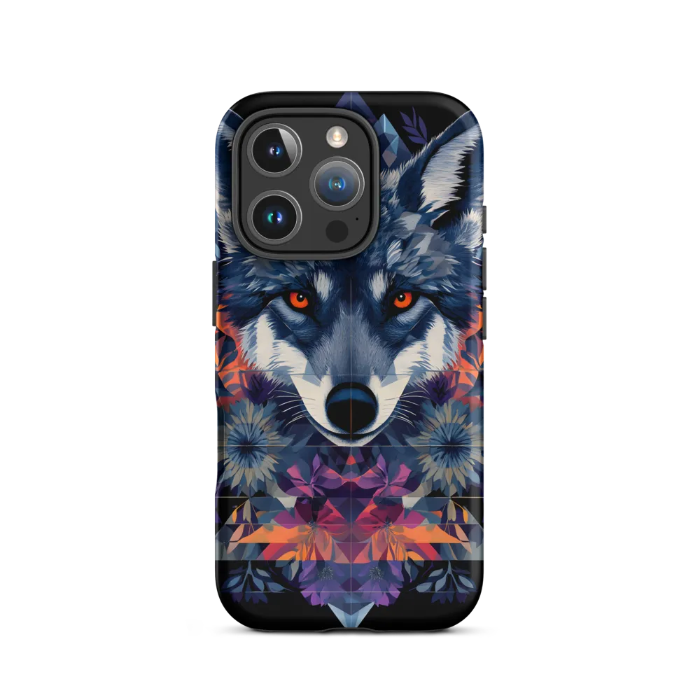 Mystical Wolf Amidst Floral Geometry