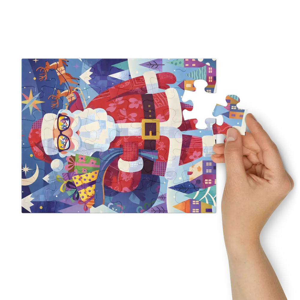 Santa with Sunglasses 
 Jigsaw Puzzle in Tin Box