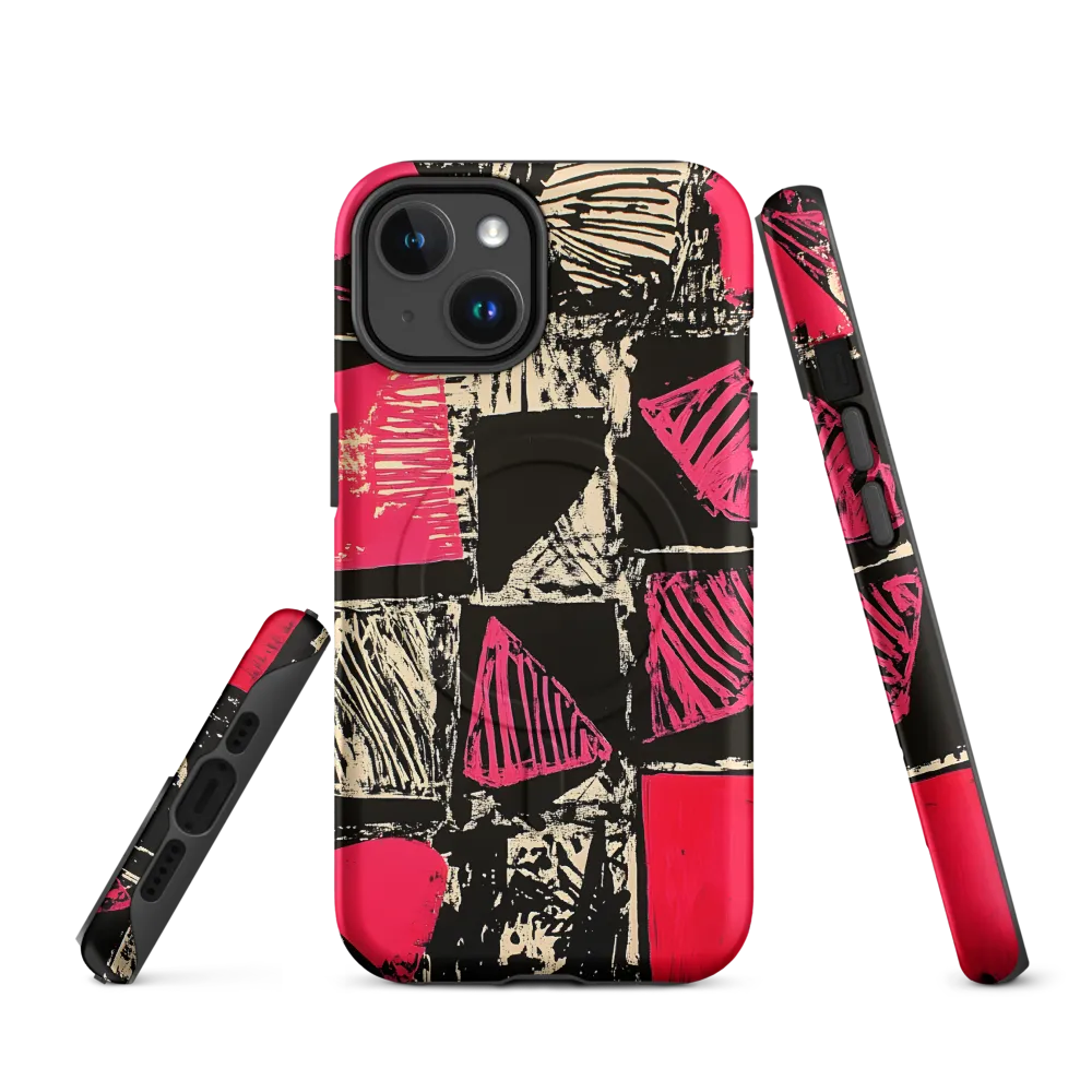 Geometric Symphony in Pink and Black