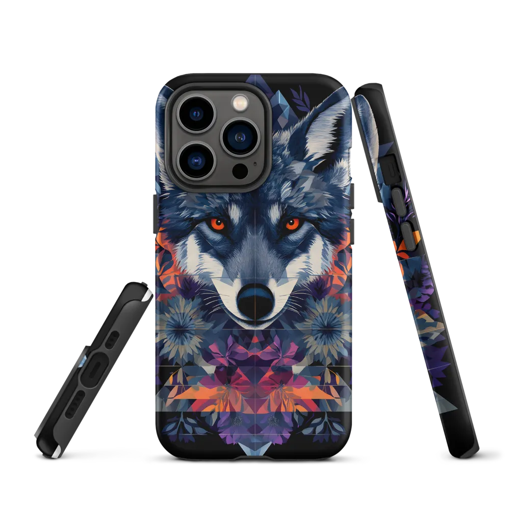 Mystical Wolf Amidst Floral Geometry