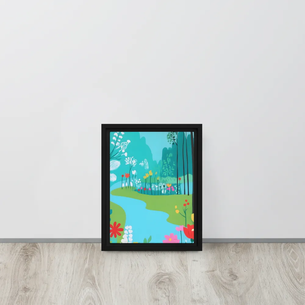 Whispers of Spring: A Colorful Retreat | Canvas with White Frame | 9″×12″