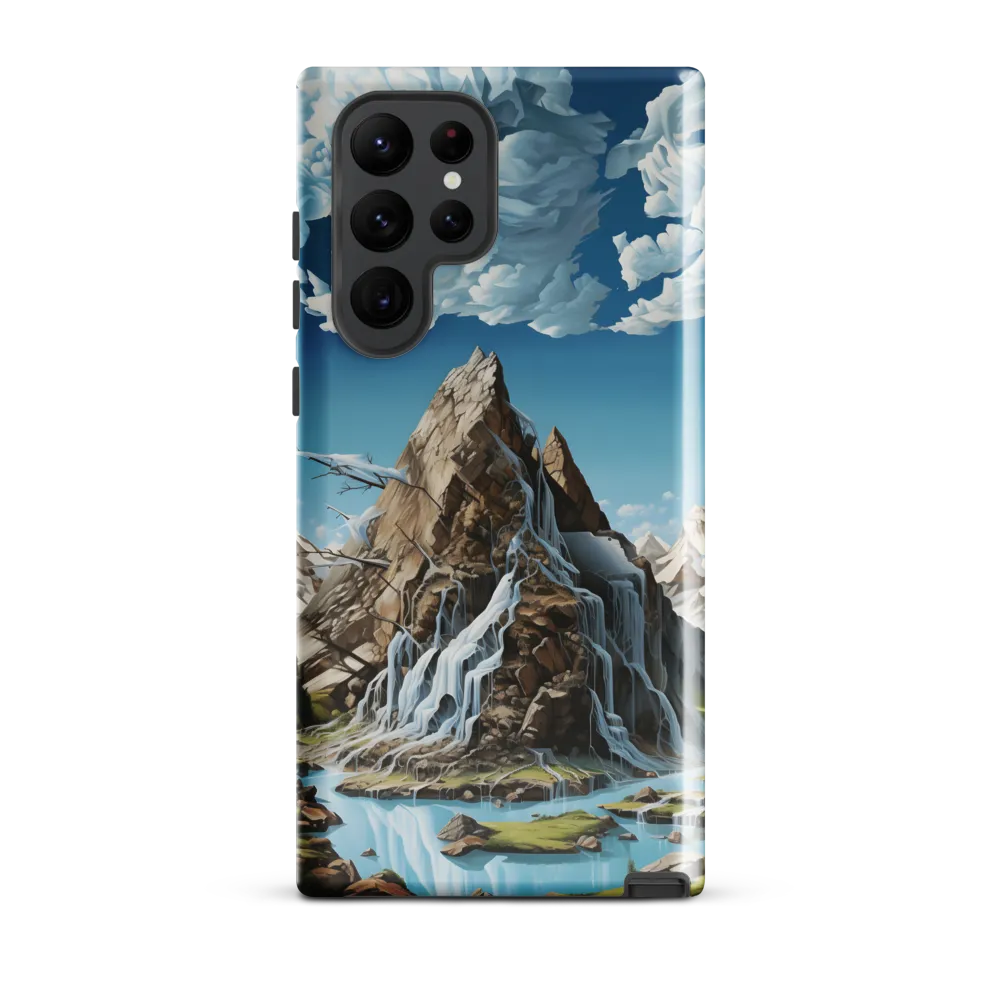 Majestic Cascade: A Mountain Masterpiece | Phone Case |  S22 Ultra | Tough Case | Glossy
