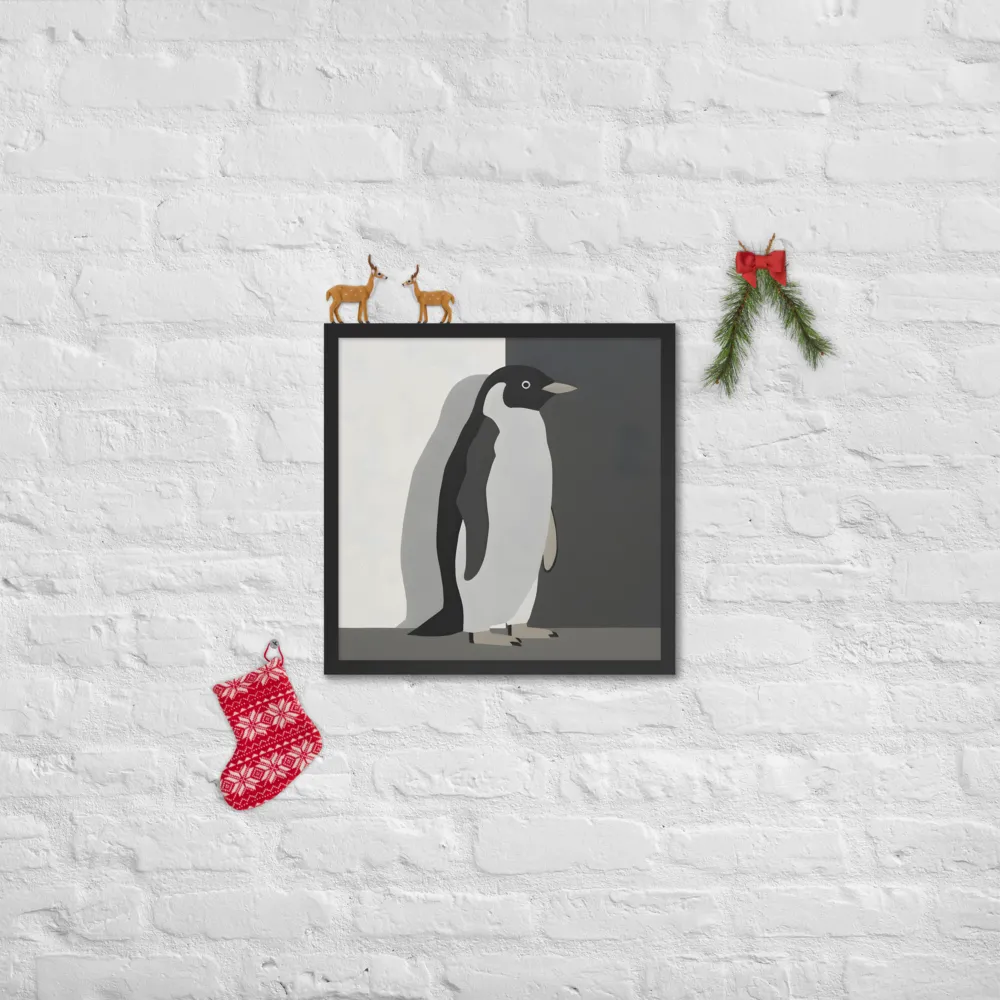 Monochrome Penguin 
 Poster with Black Frame | 18″x 18″
